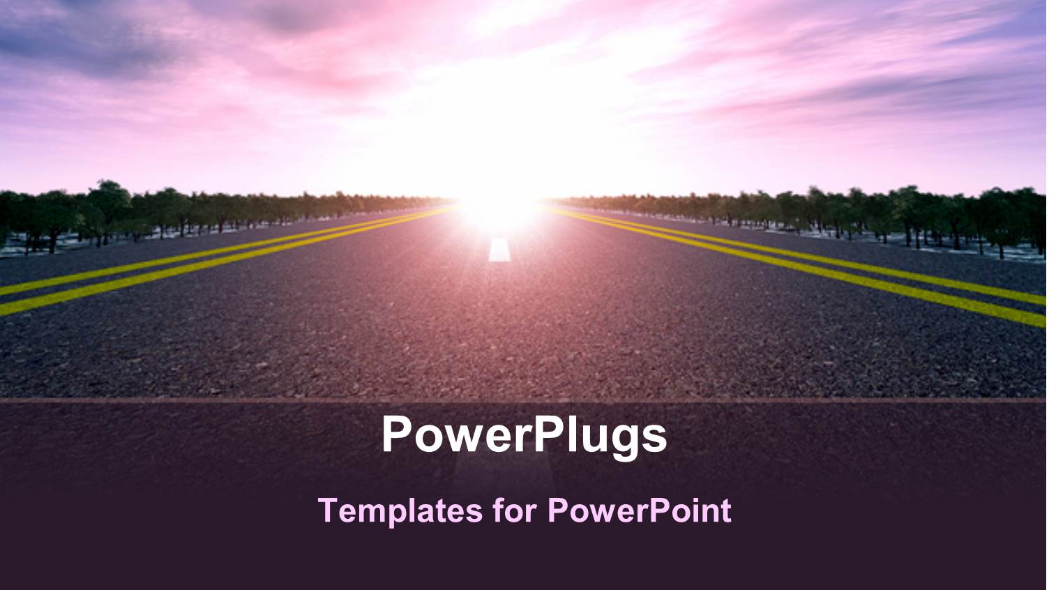 Close Up Road View of a Purple Sunset and Blue Cloudy Sky