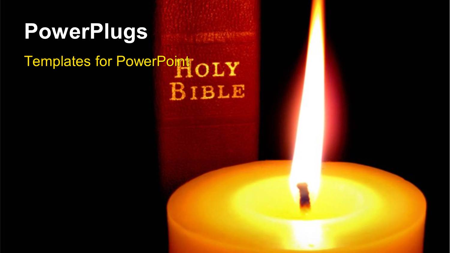 a Close Up View of a large Candle with a Bible at the Back