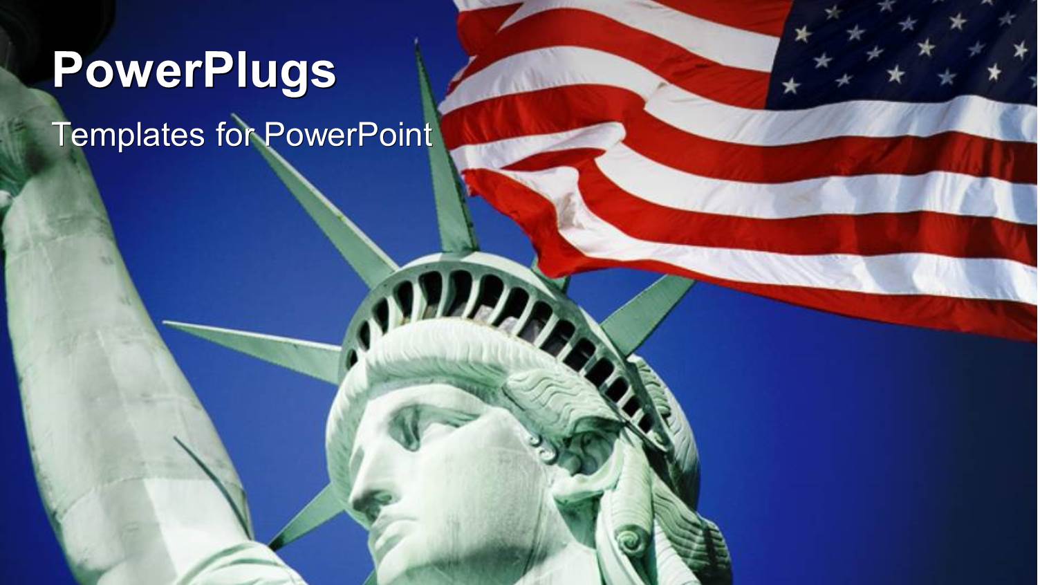 Close View of Statue of Liberty in New York City with American Flag