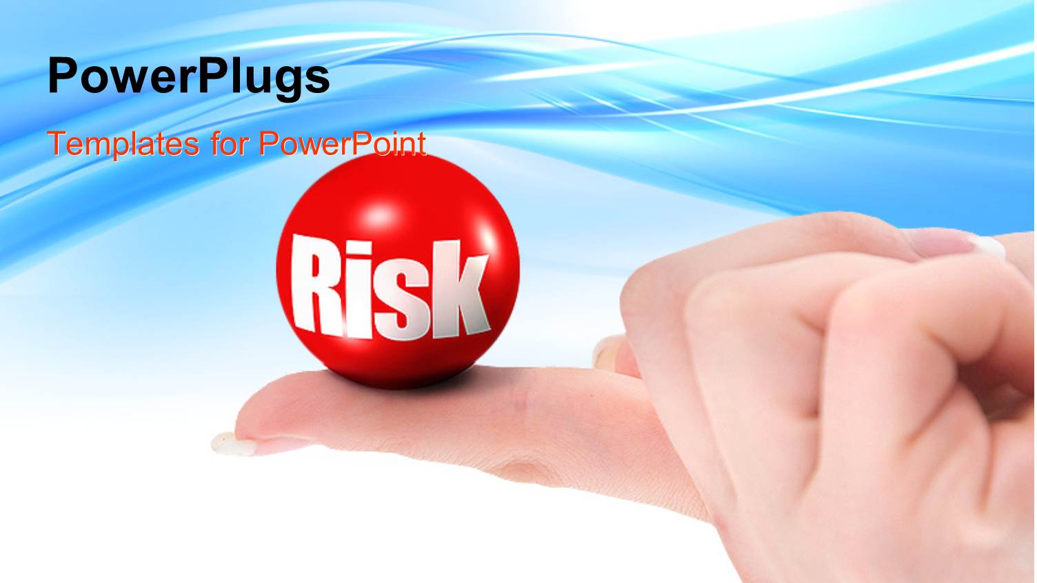 Closed Hand Outstretched Finger Holding Red Ball with RISK in White Letters