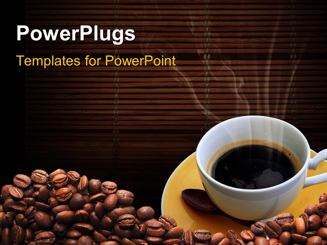 PowerPoint Template A Coffee Cup With A Number Of Coffee Beans 16584 