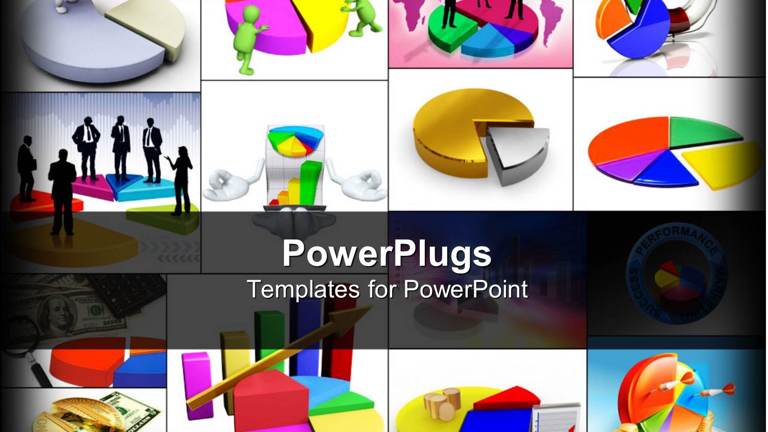 Collage of Business Depictions with Pie Charts and Business Professionals
