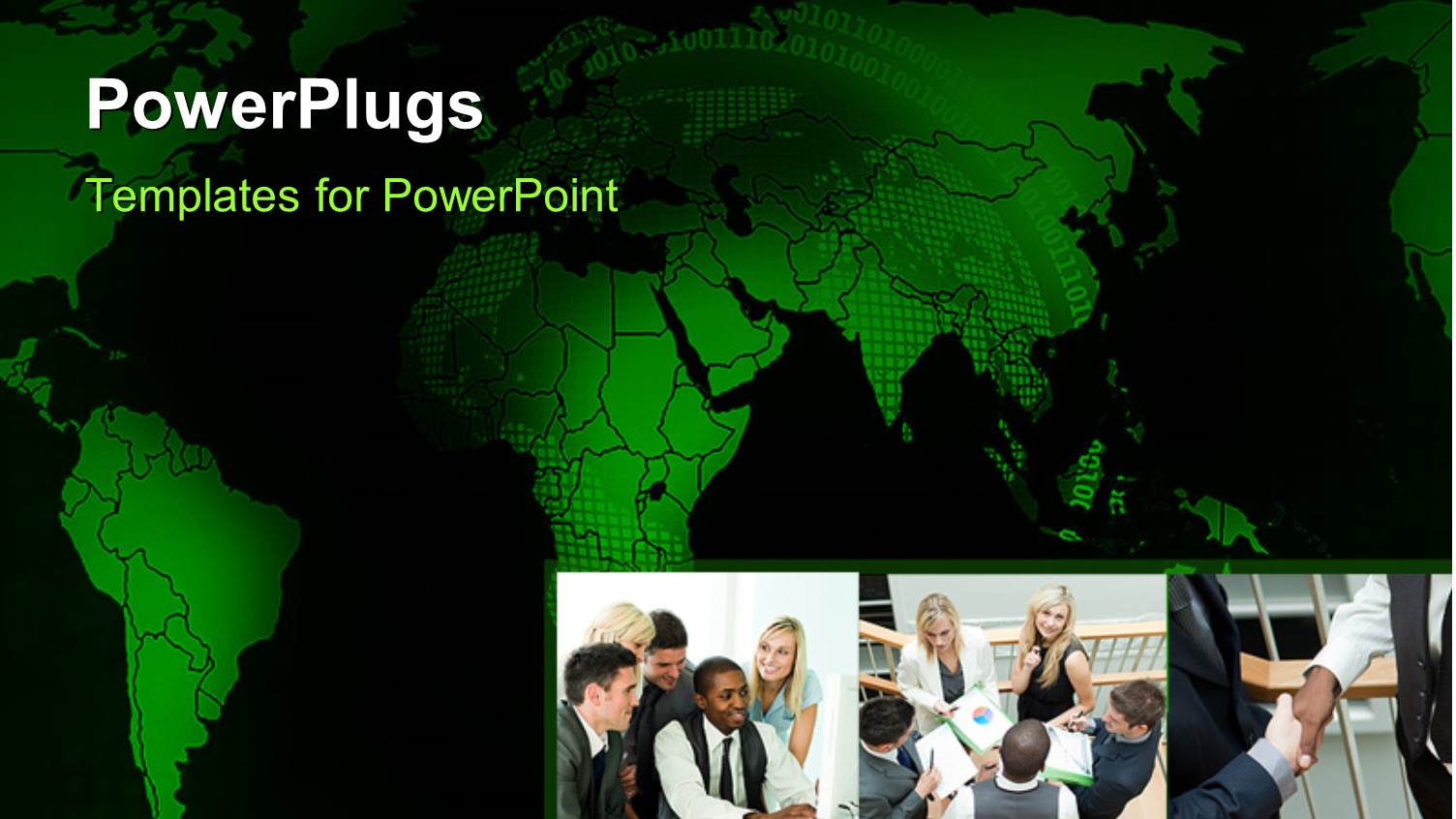 Collage of Business Meetings Over Green Themed World Map