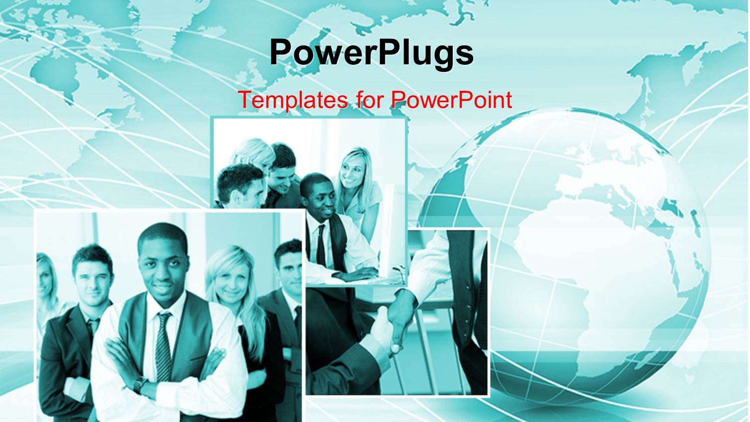 Collage of Business Men and Earth Globe Over World Map