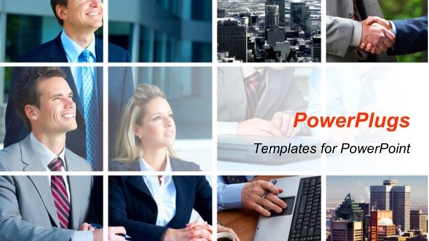 Collage of Business Professionals Skyscrapers and Business Handshake 