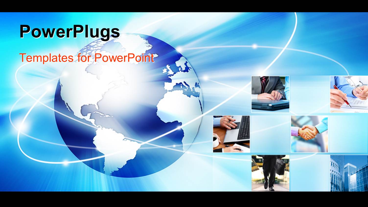 Glowing Earth Globe with Collage of Business Related Depictions