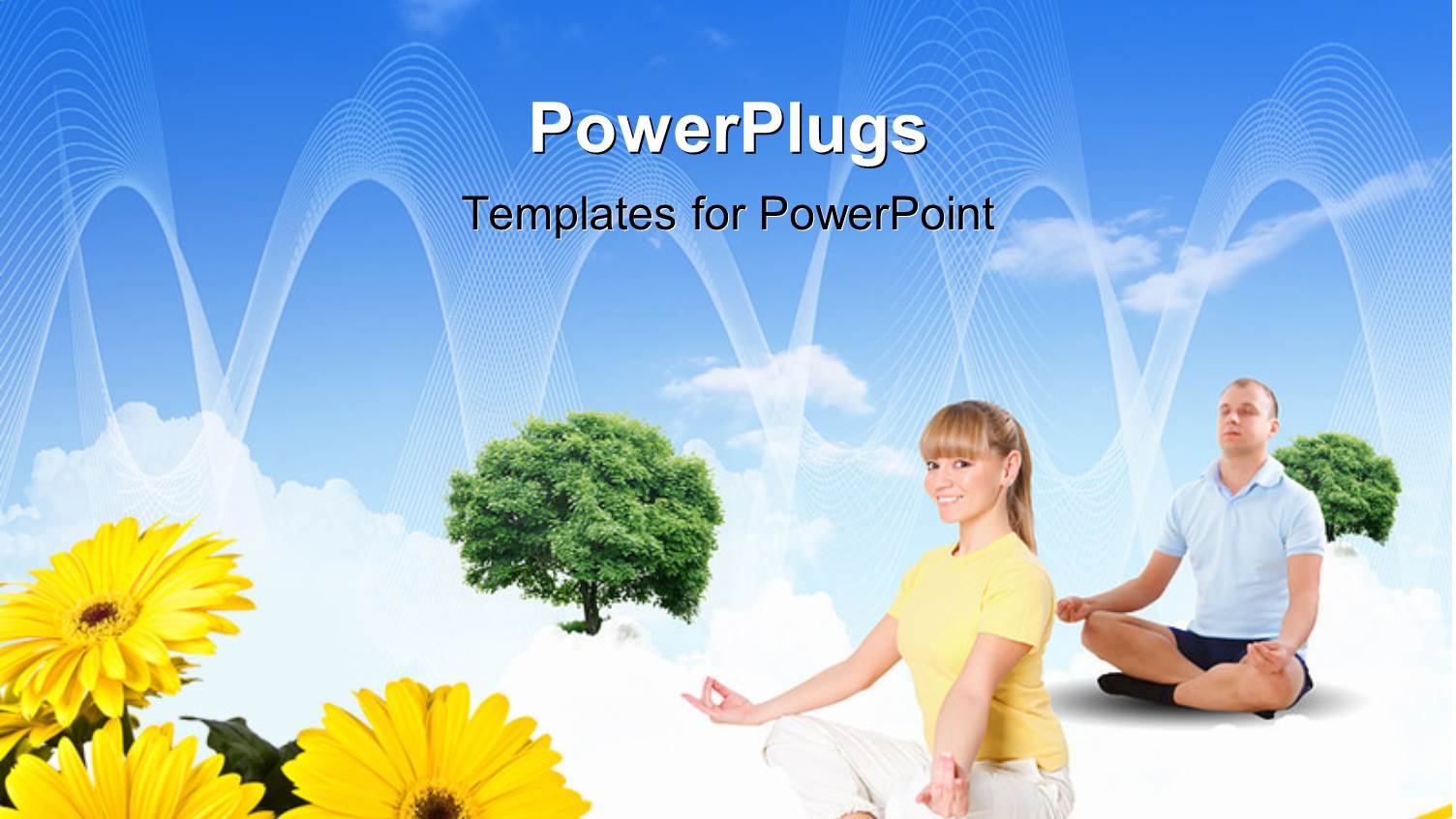 Collage with Children and Parents with Flowers in Foreground and Blue Sky