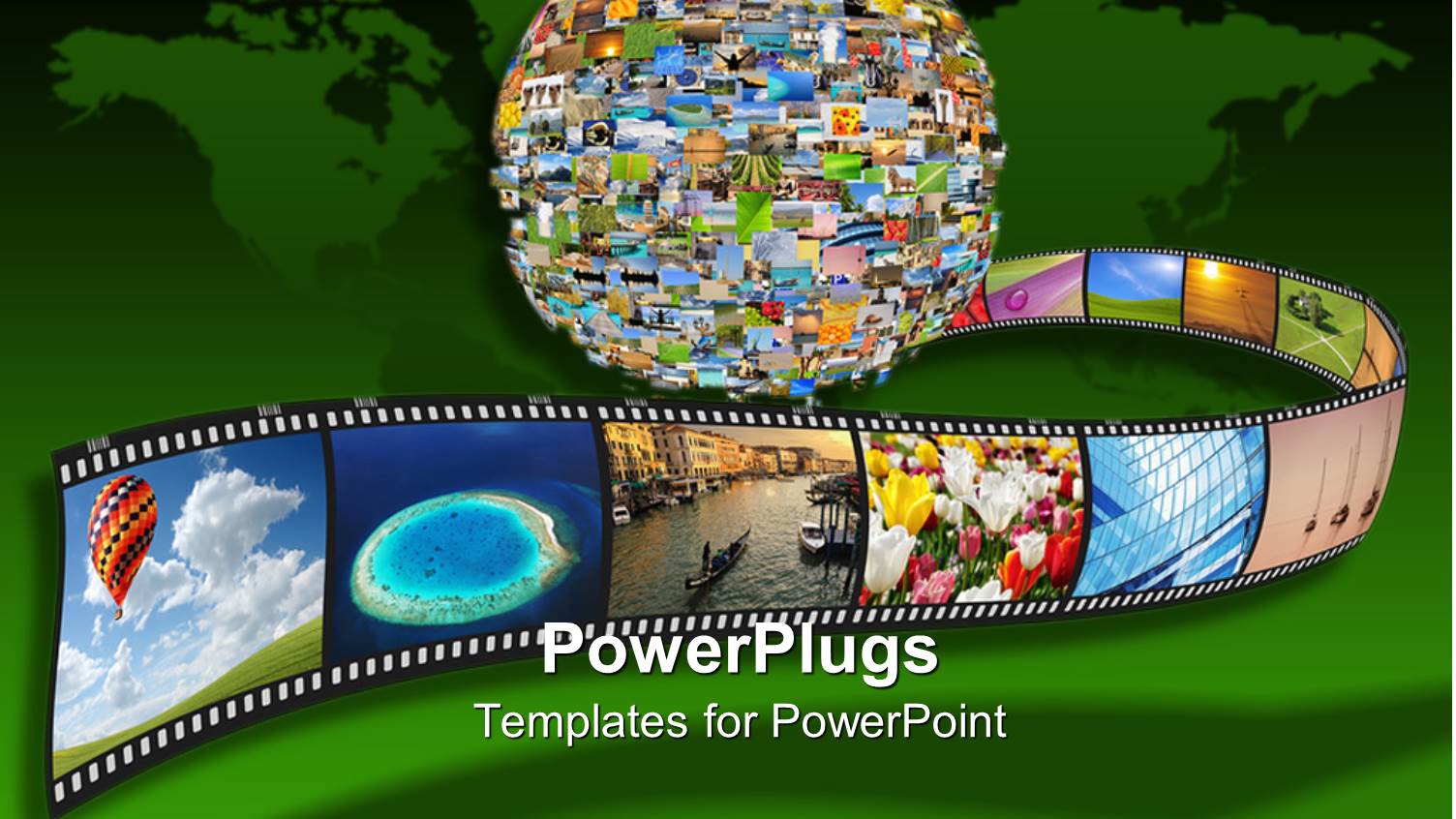 Collage of Earth Made from Film Strips with Various Different Pictures