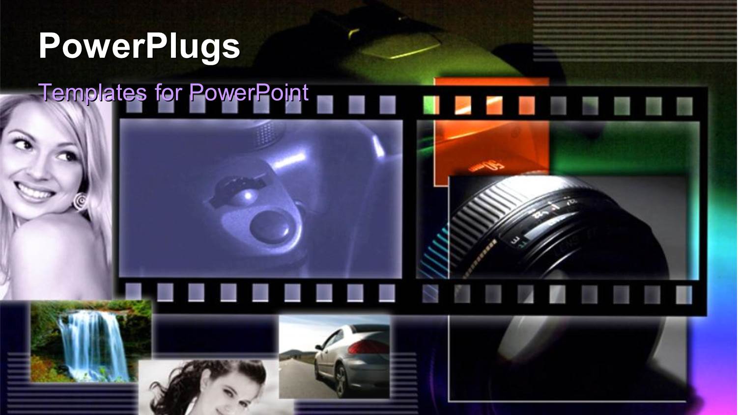 Collage of Fashion Photos and Film Reel with Camera