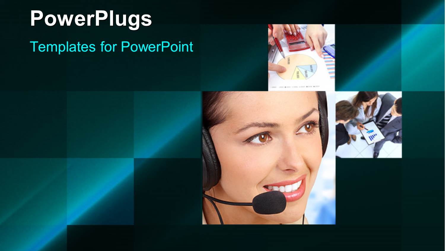 Collage of Female Customer Support Agent with Headphone and Microphone