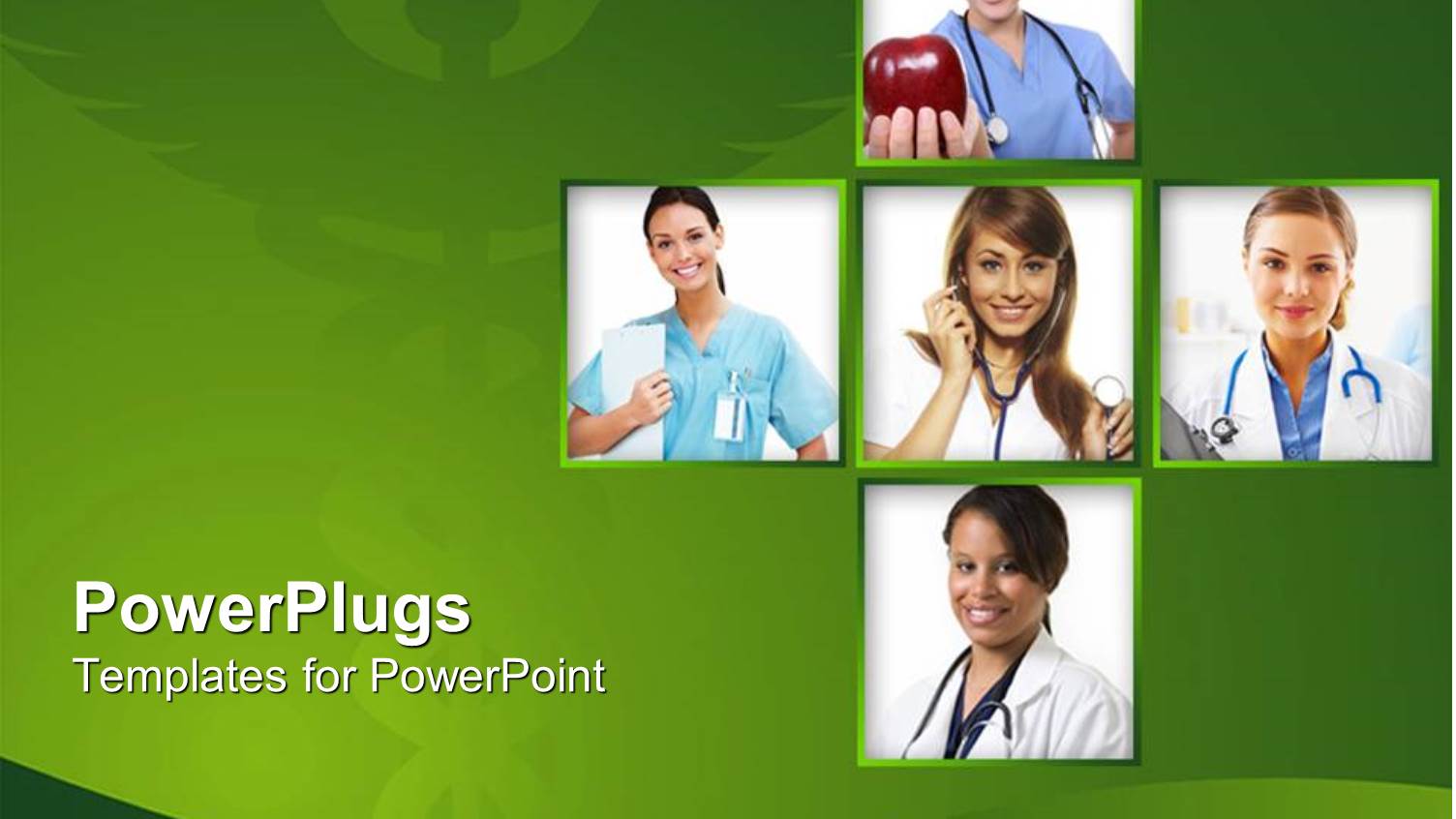 Collage of Female Doctors with Stethoscopes in Green Background