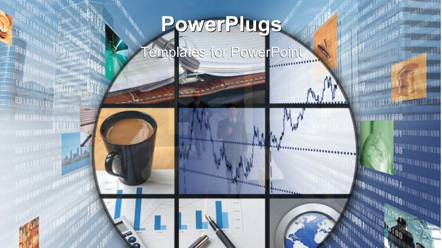 Collage of Financial Chart Earth Globe and Cup of Coffee 