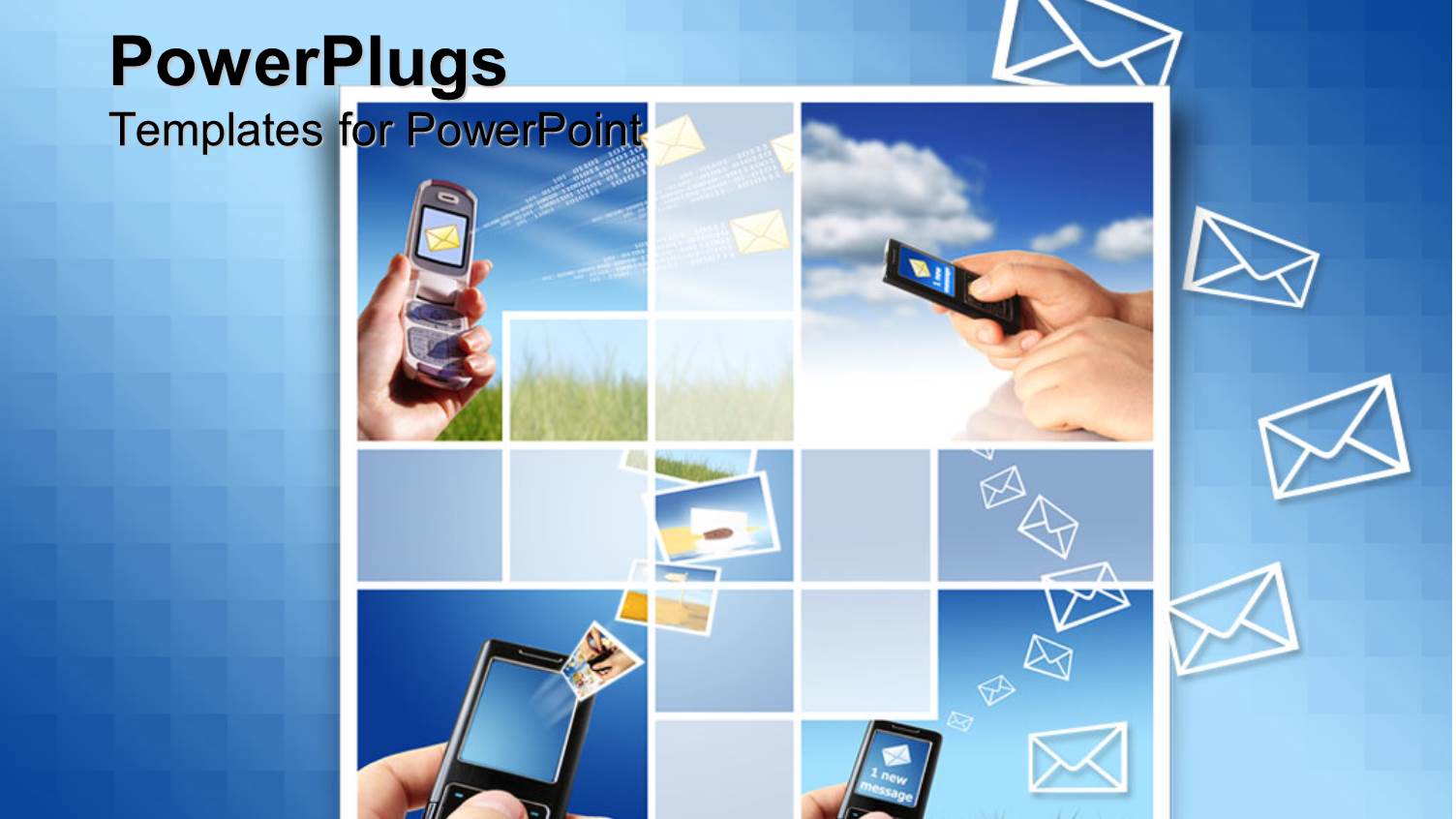 Collage of Mobile Phones Raised High Receiving Messages