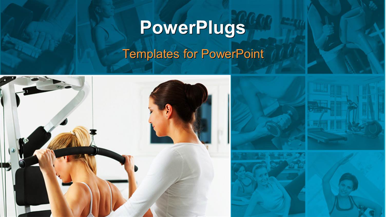 Collage of Nine small Depictions and One large Depiction of Fitness and Exercising