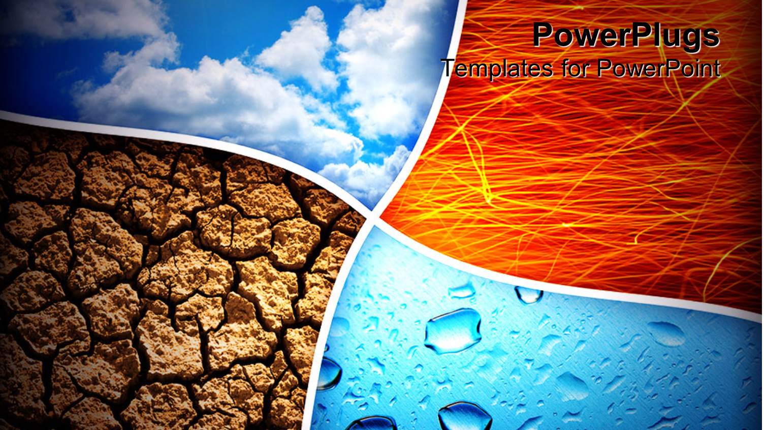 Collage Representing the Four Nature Elements, Air, Fire, Earth and Water