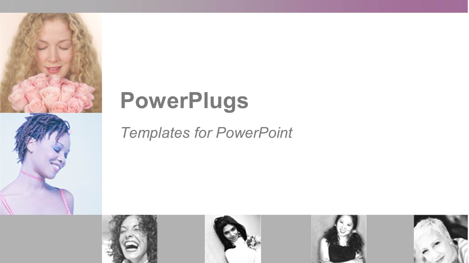 Collage of Six Depictions of Happy Women, Smiling Woman, Laughing Woman, Woman Smiling Bouquet of Pink Roses