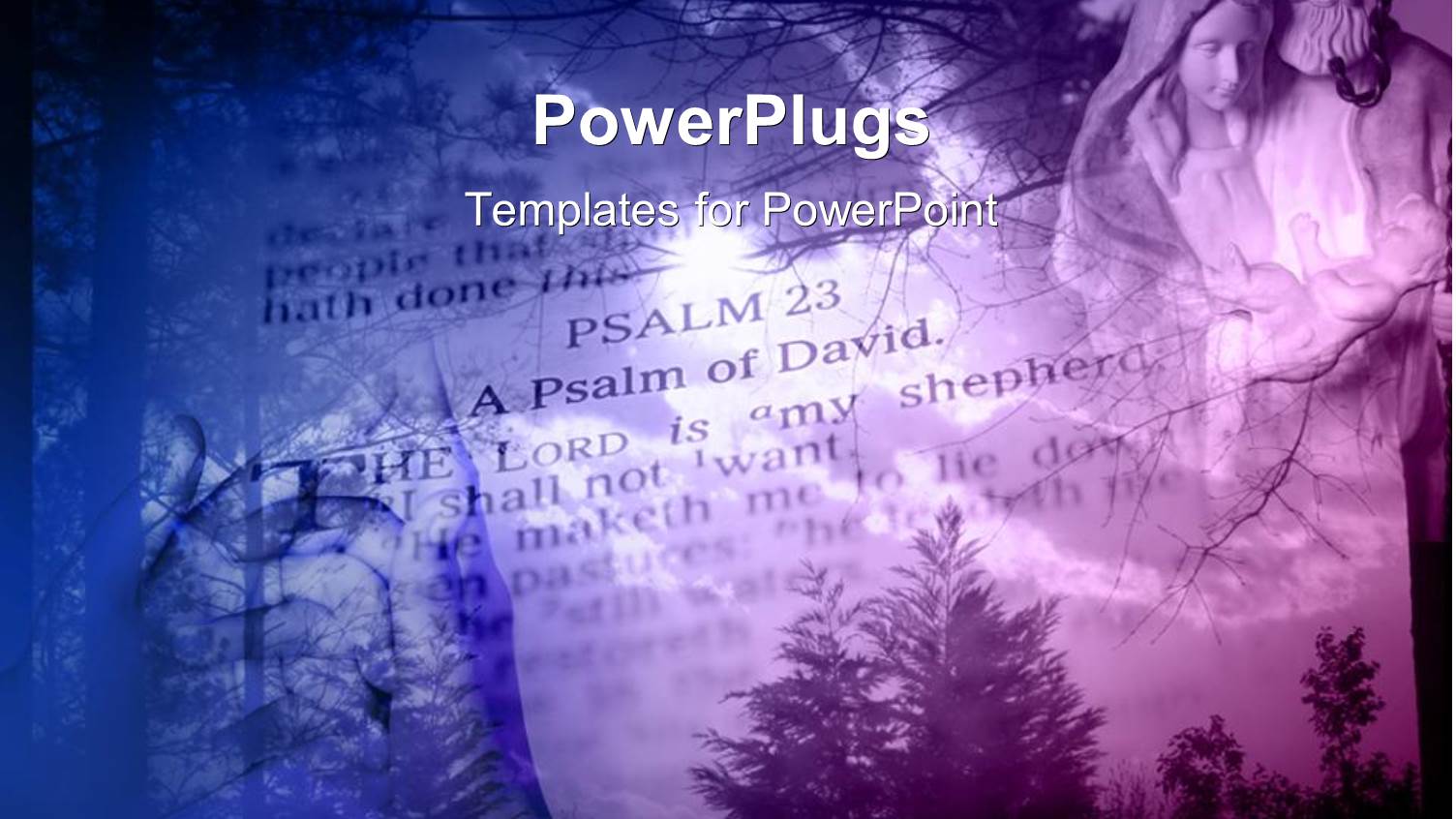 Collage of Sky with 23rd Psalm and Jesus