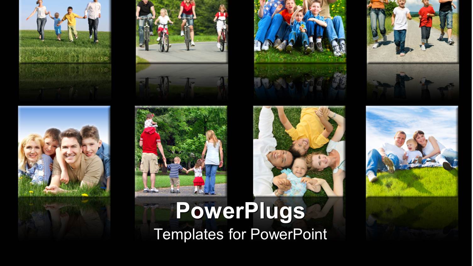 Collage of Smiling Families Doing Different Activities with Black Background