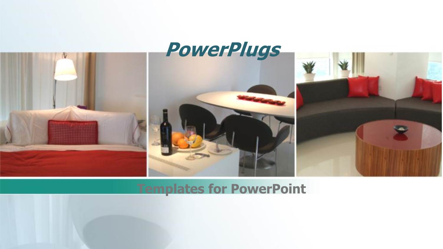 Collage of Three Depictions of Home Interior, Bedroom, Dining Room and Living Room Interiors, Sofas, Coffee Table,