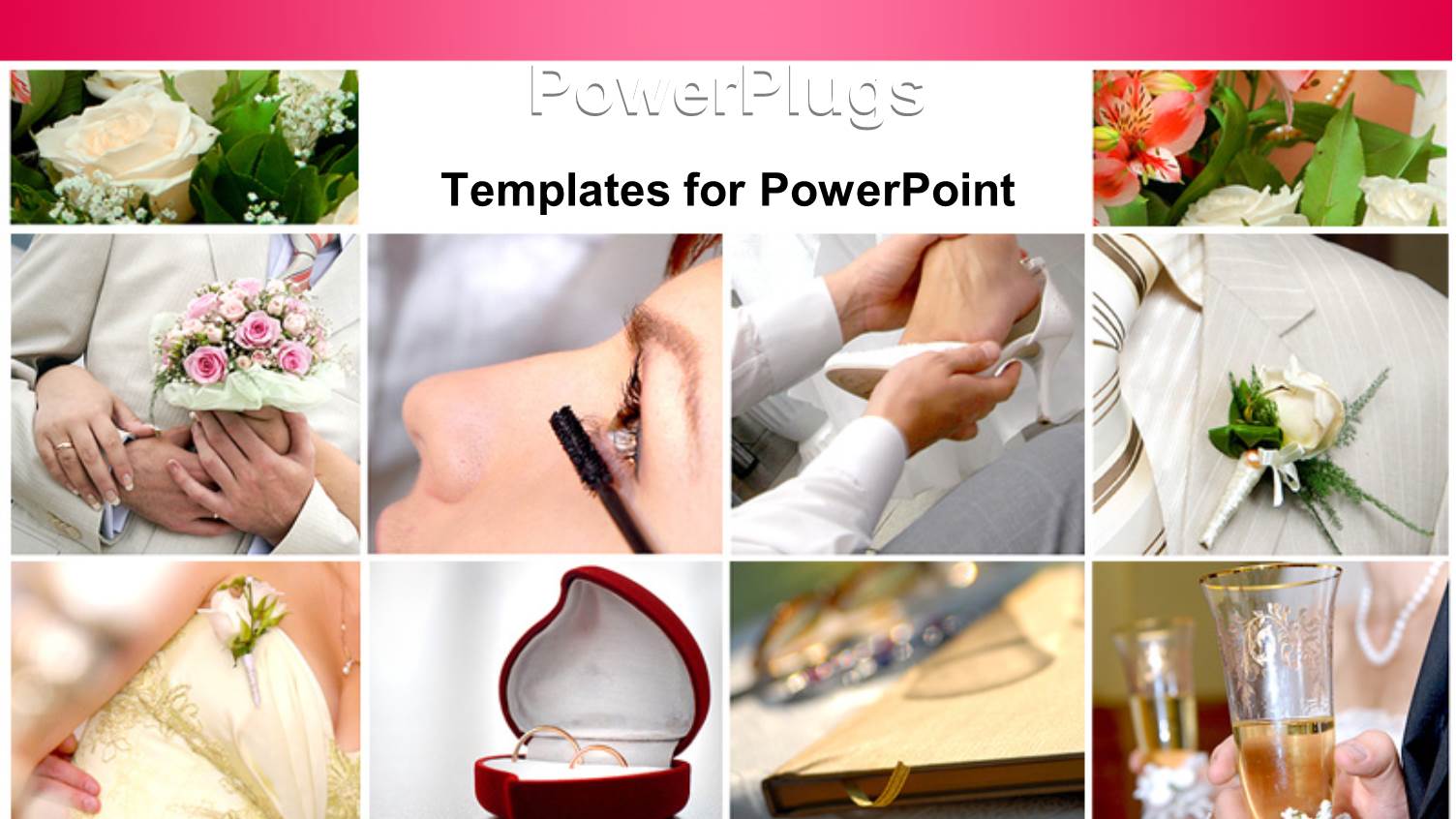 Collage of Wedding Depictions with Flower Bouquet and Wedding Ring