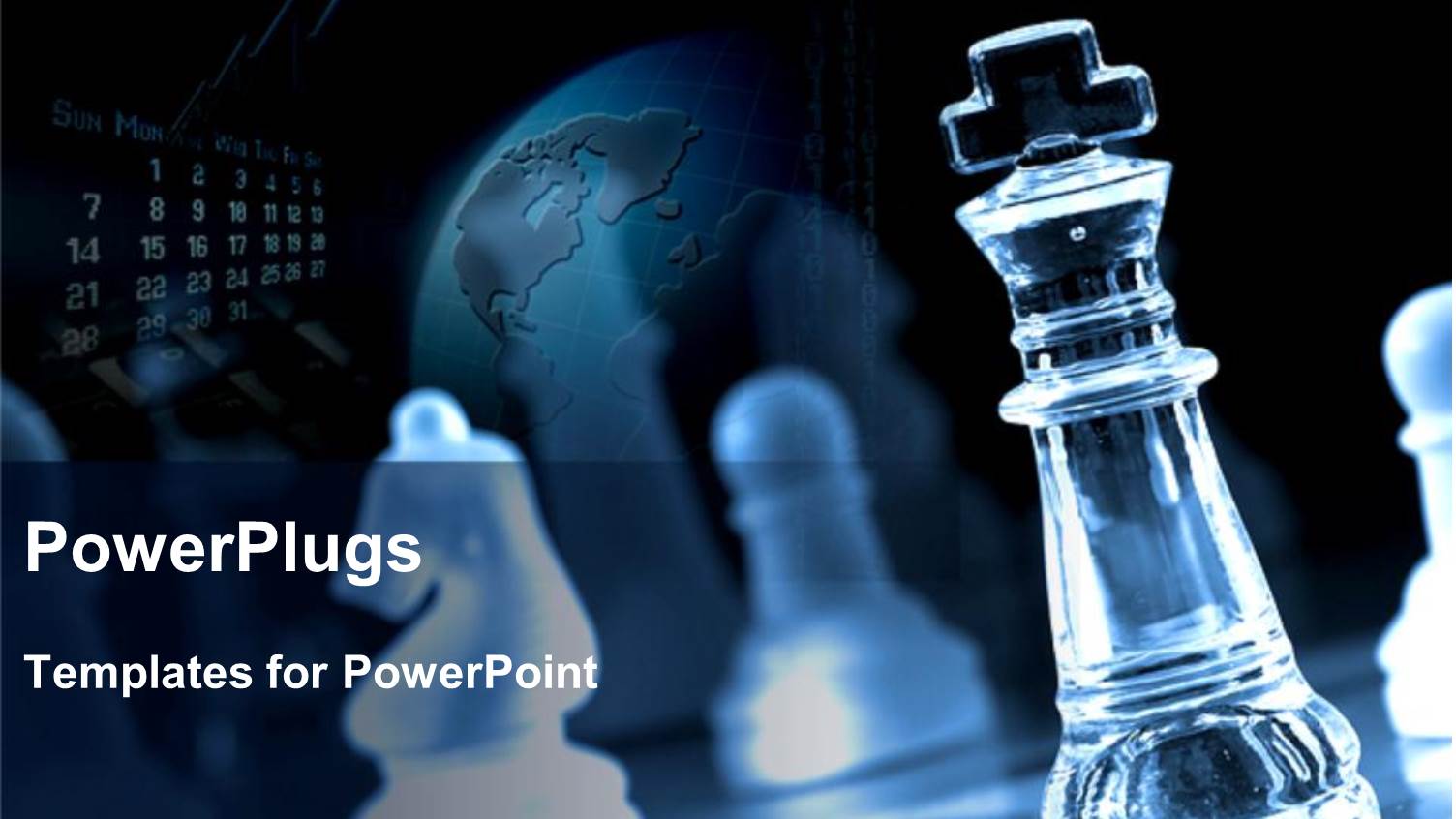 a Collection of Glass Chess Pieces Together Along with Earth in the Background