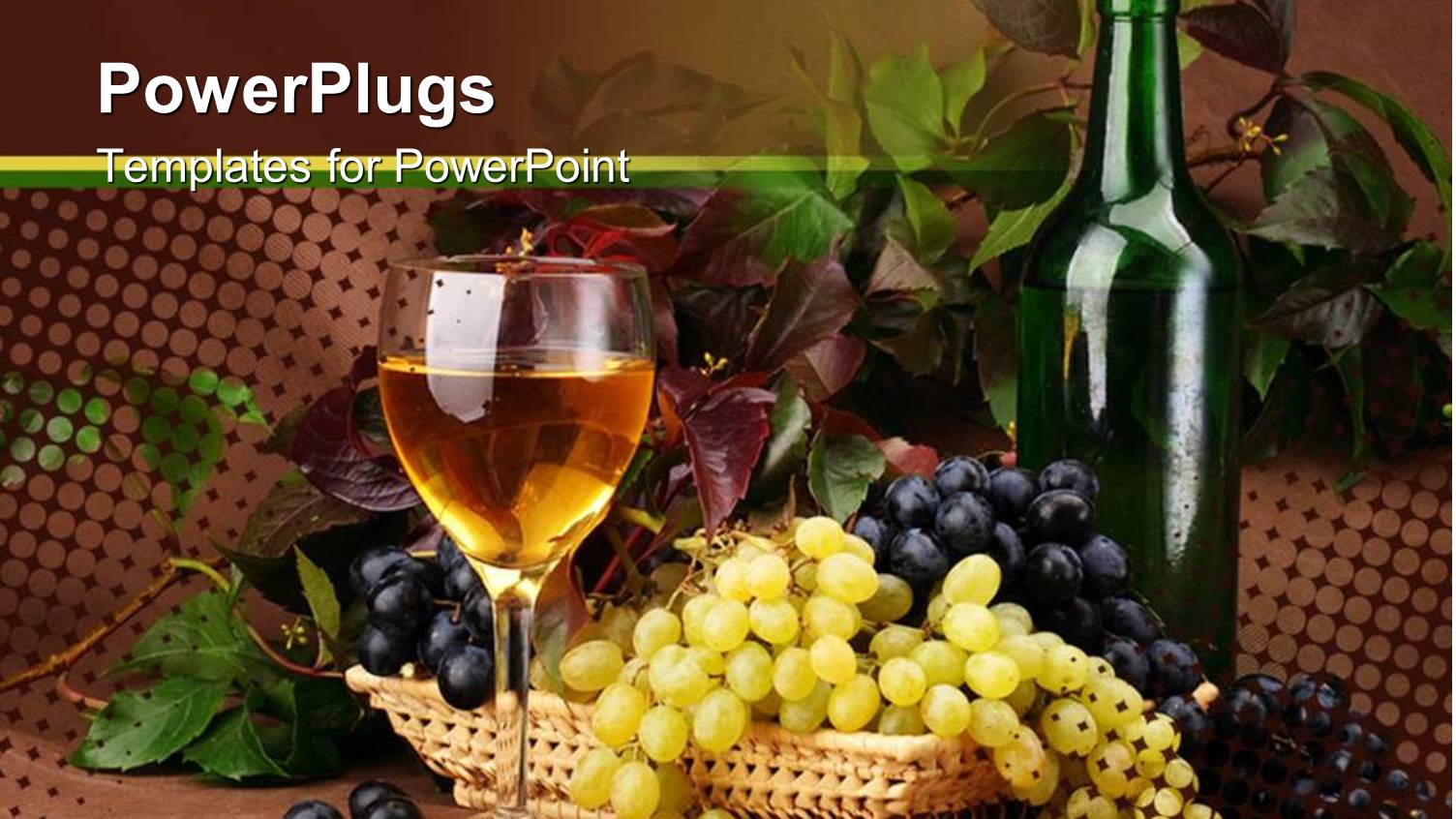 a Collection Grapes, Plant and Wine in the Background