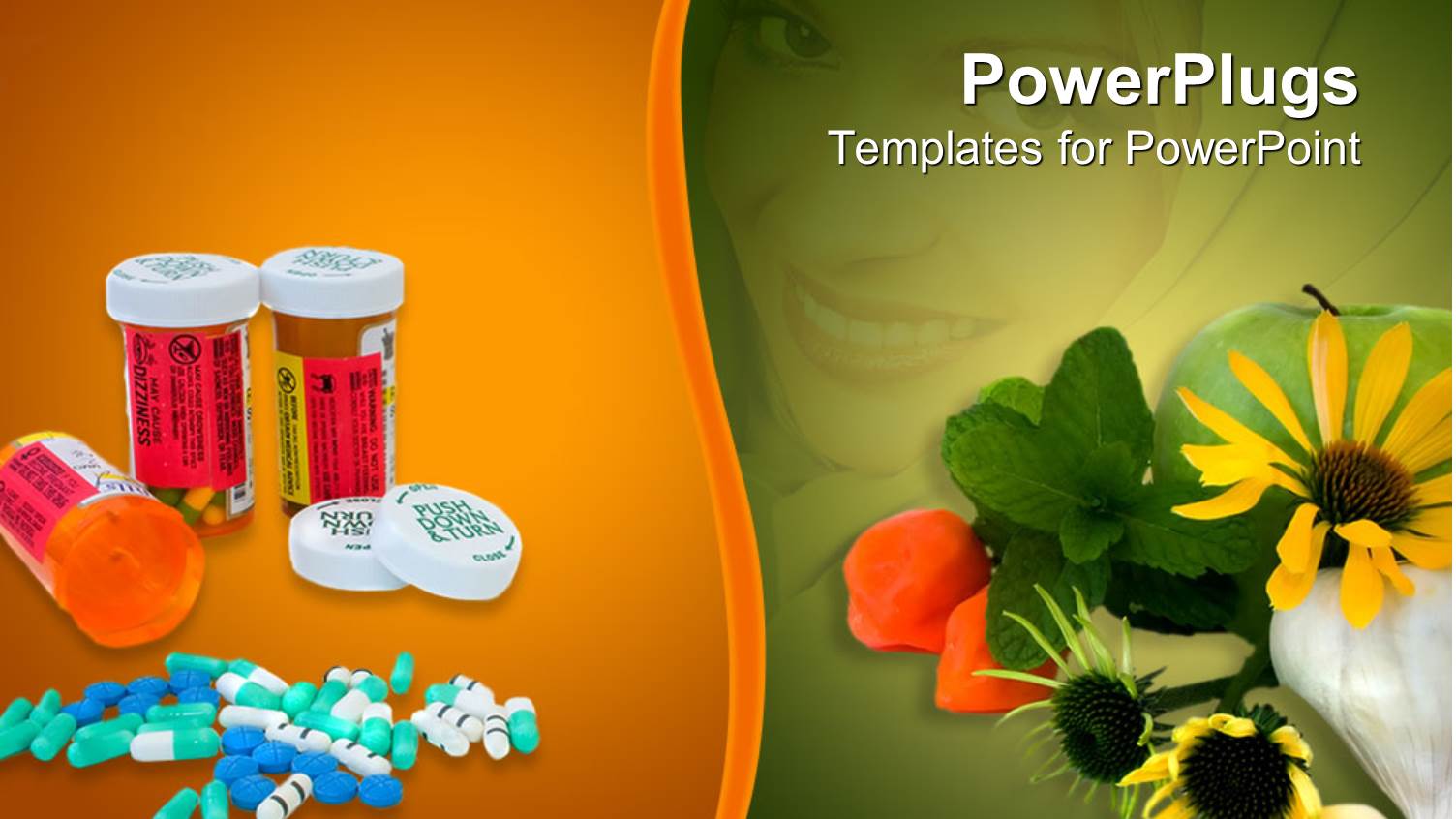 a Collection of Medicines and Flowers with Multicolored Background