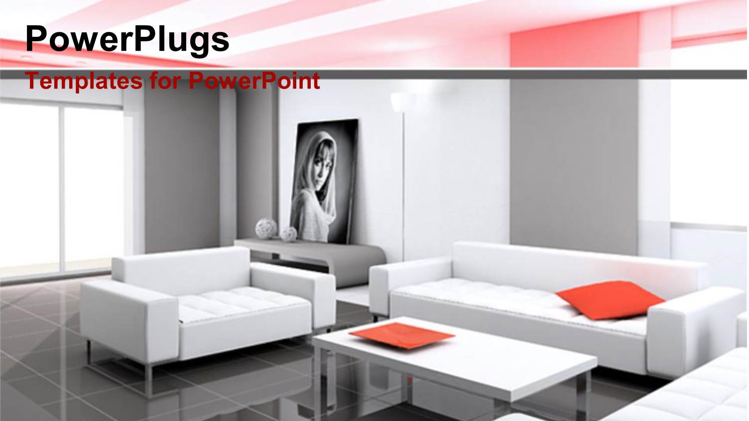 a Collection of Stylish Furniture and a Picture of a Female in a Room