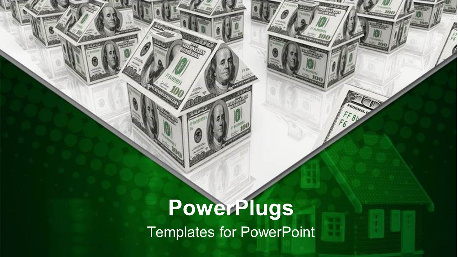 a Colony Made Up of Dollar Note Houses Along with their Reflection in the Bottom