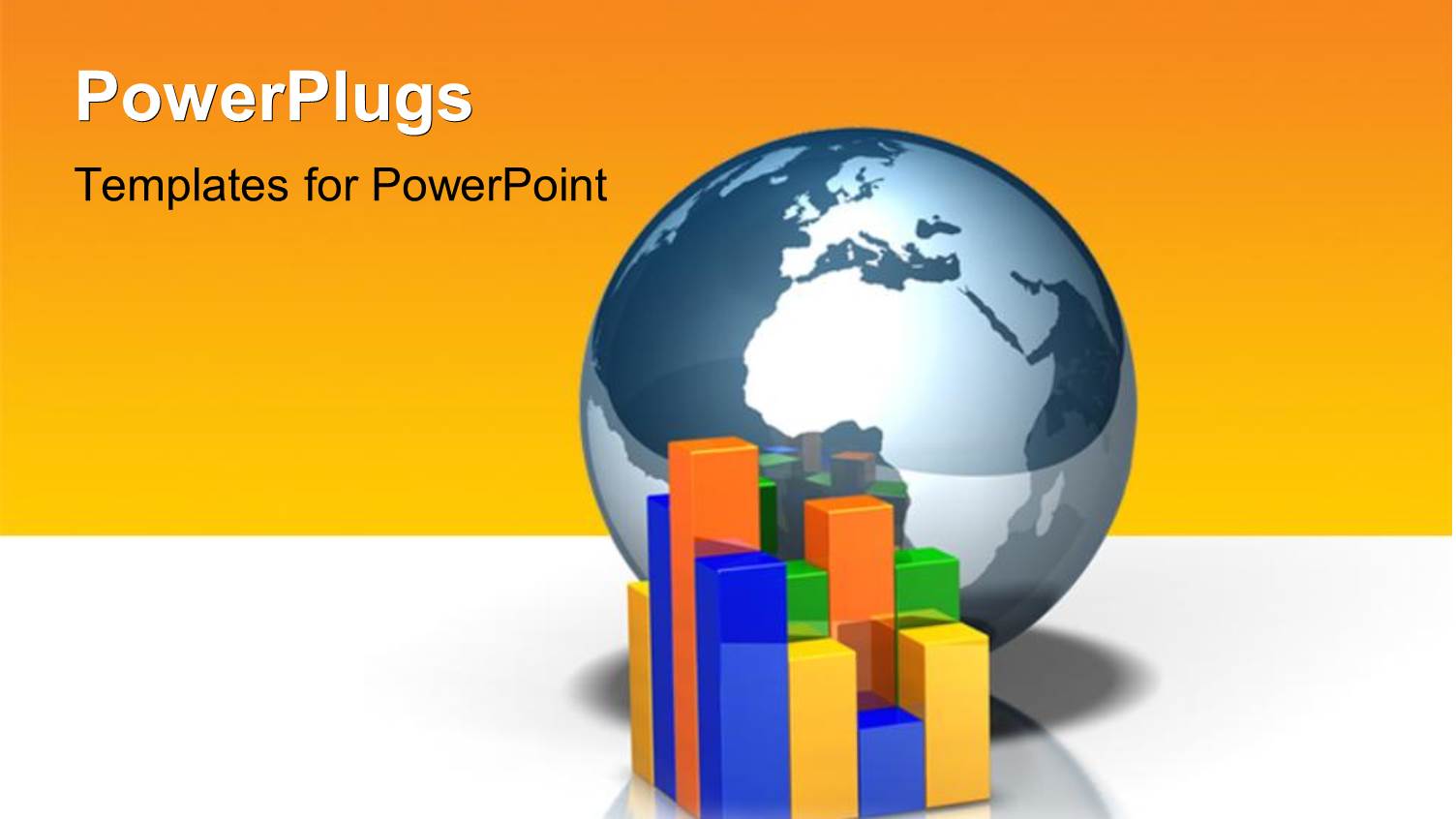 Colored 3D Chart with Earth Globe on Yellow and White Surface