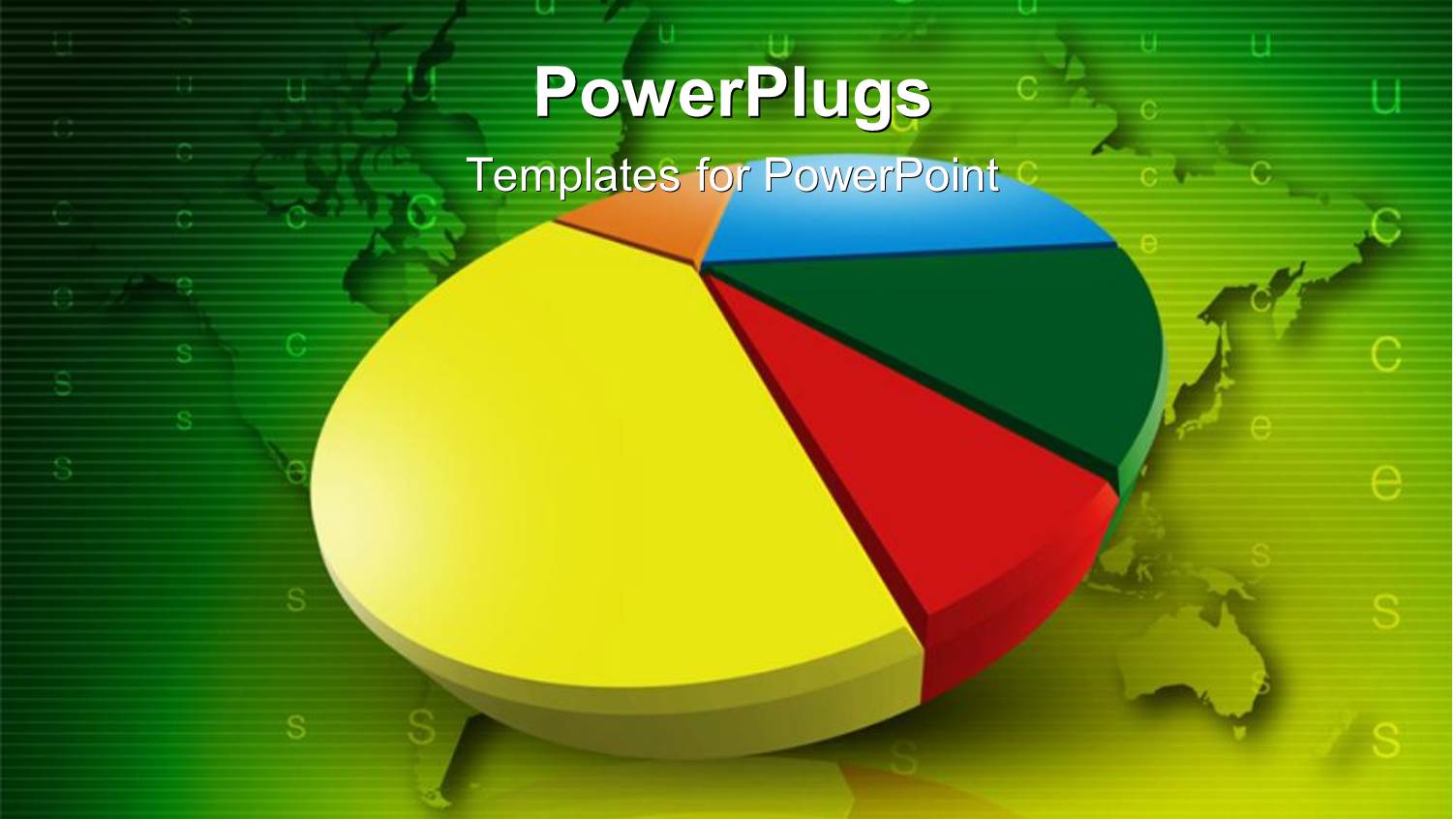 Colored 3D Success Pie Chart Over Green World Map in Background