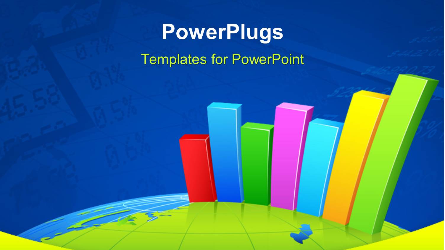 Colored Bar Charts Emerging on Earth Surface with Stock Analysis in Background