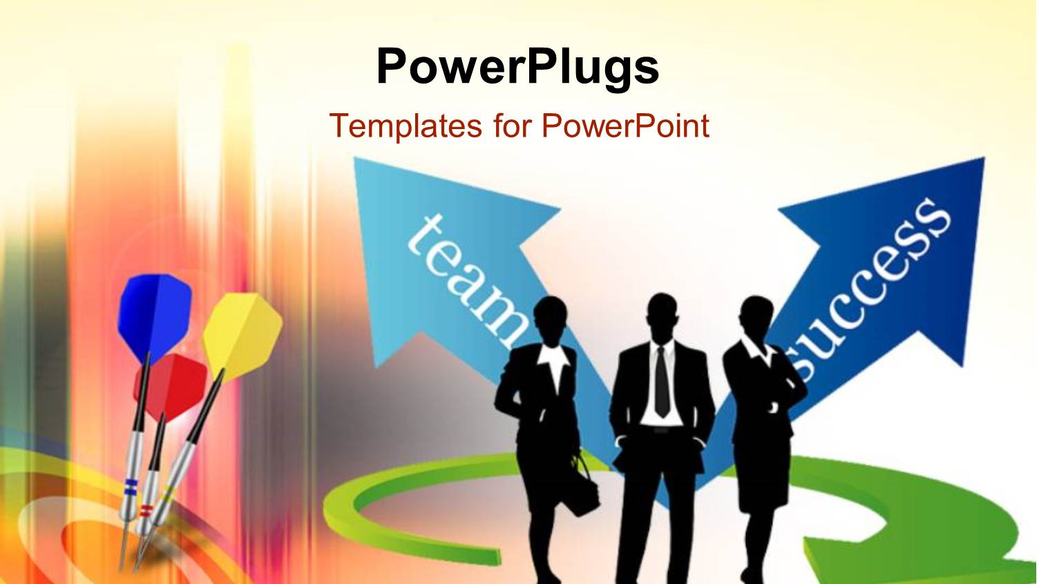 Colored Darts Hitting Bulls Eye of Target with Successful Business Team 