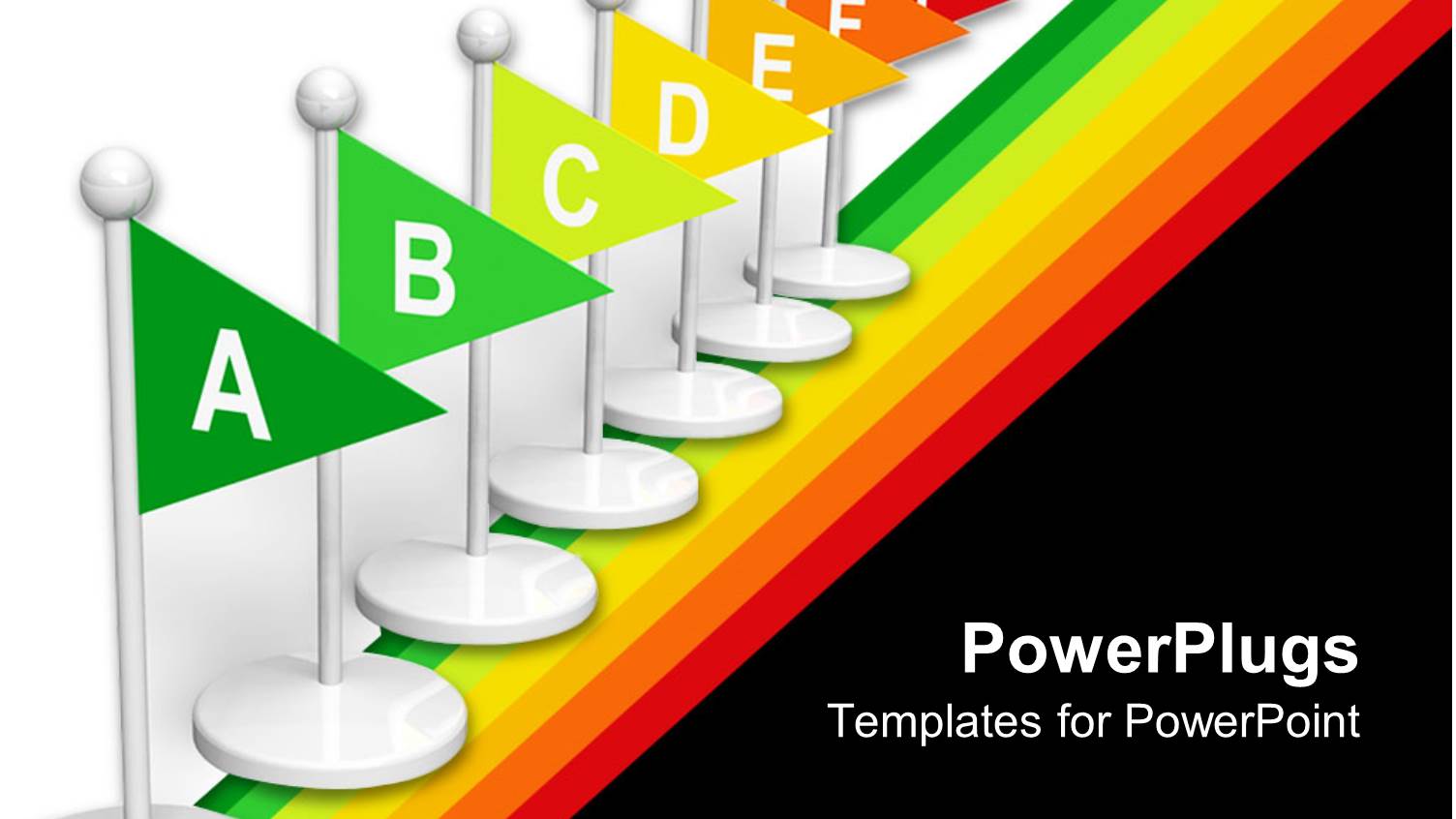 Colored Flags with Letters a Through G Lined Up in Order on Rainbow Background