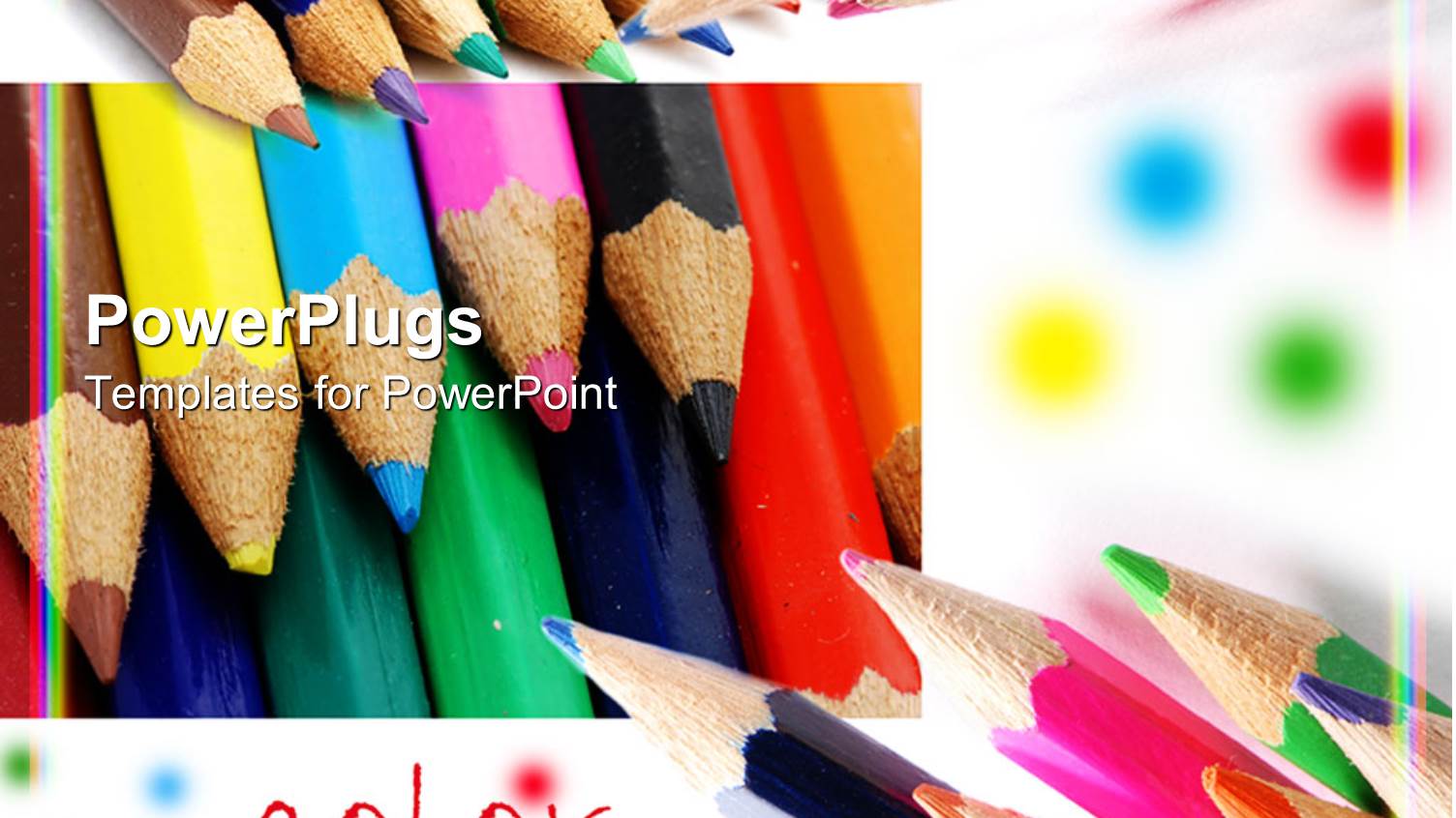 Colored Pencils Shown at Different Angles with Word Color, Art, Creativity