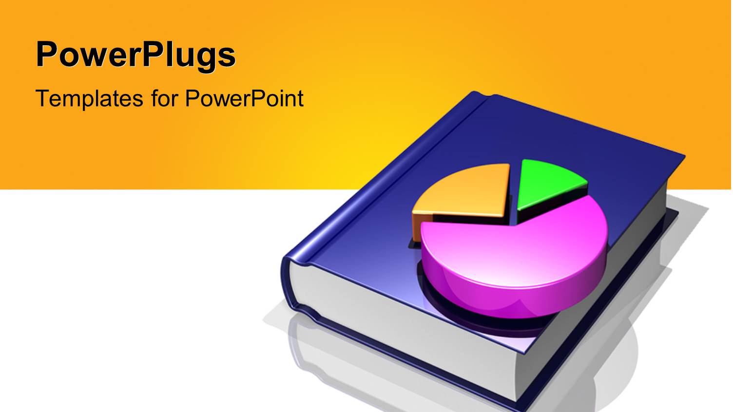 Colored Pie Chart One Book with Reflection in White Background