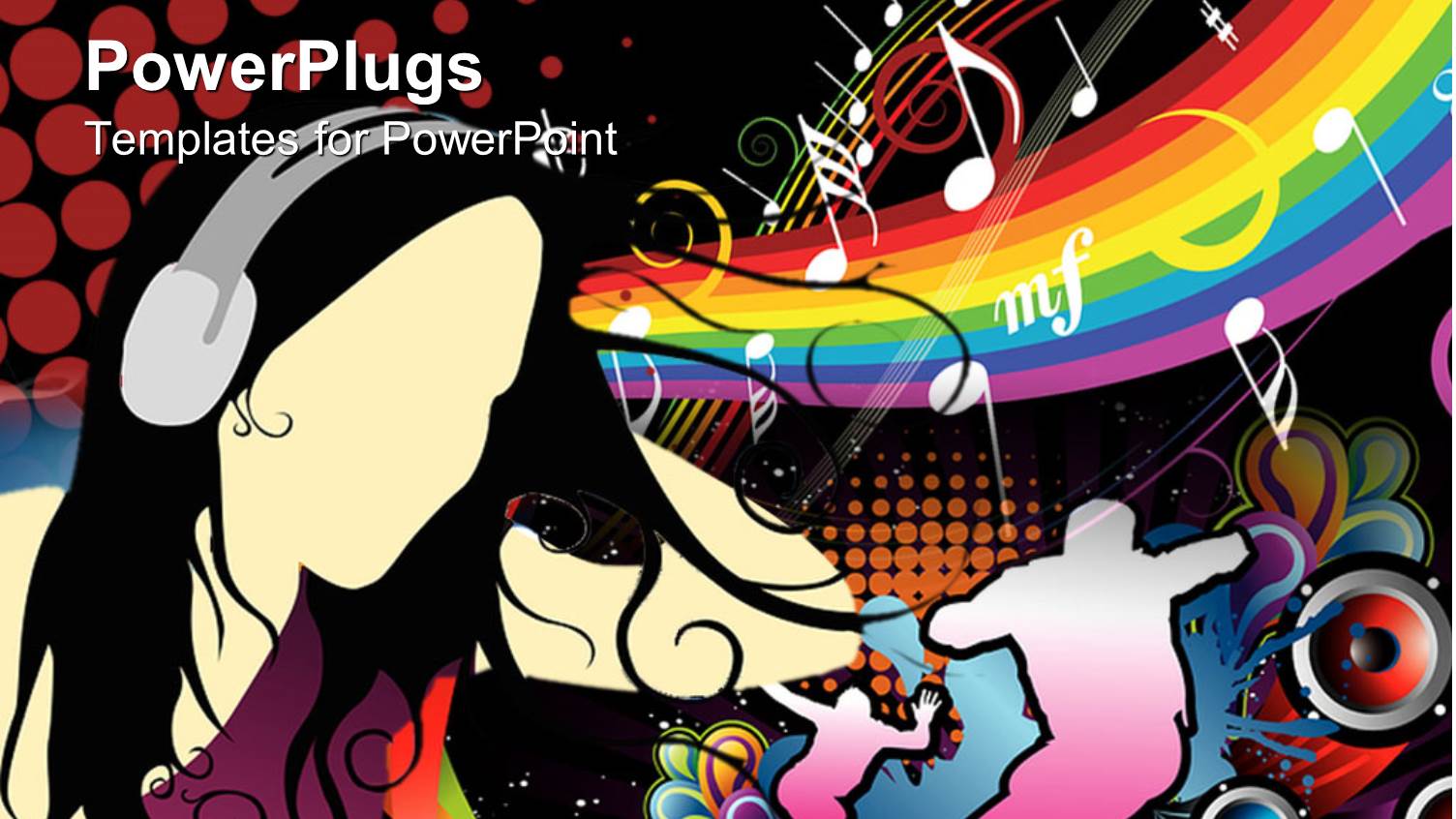 Colorful 2D Depiction of Men Doing Dancing Stunts with Girl Using Headphone