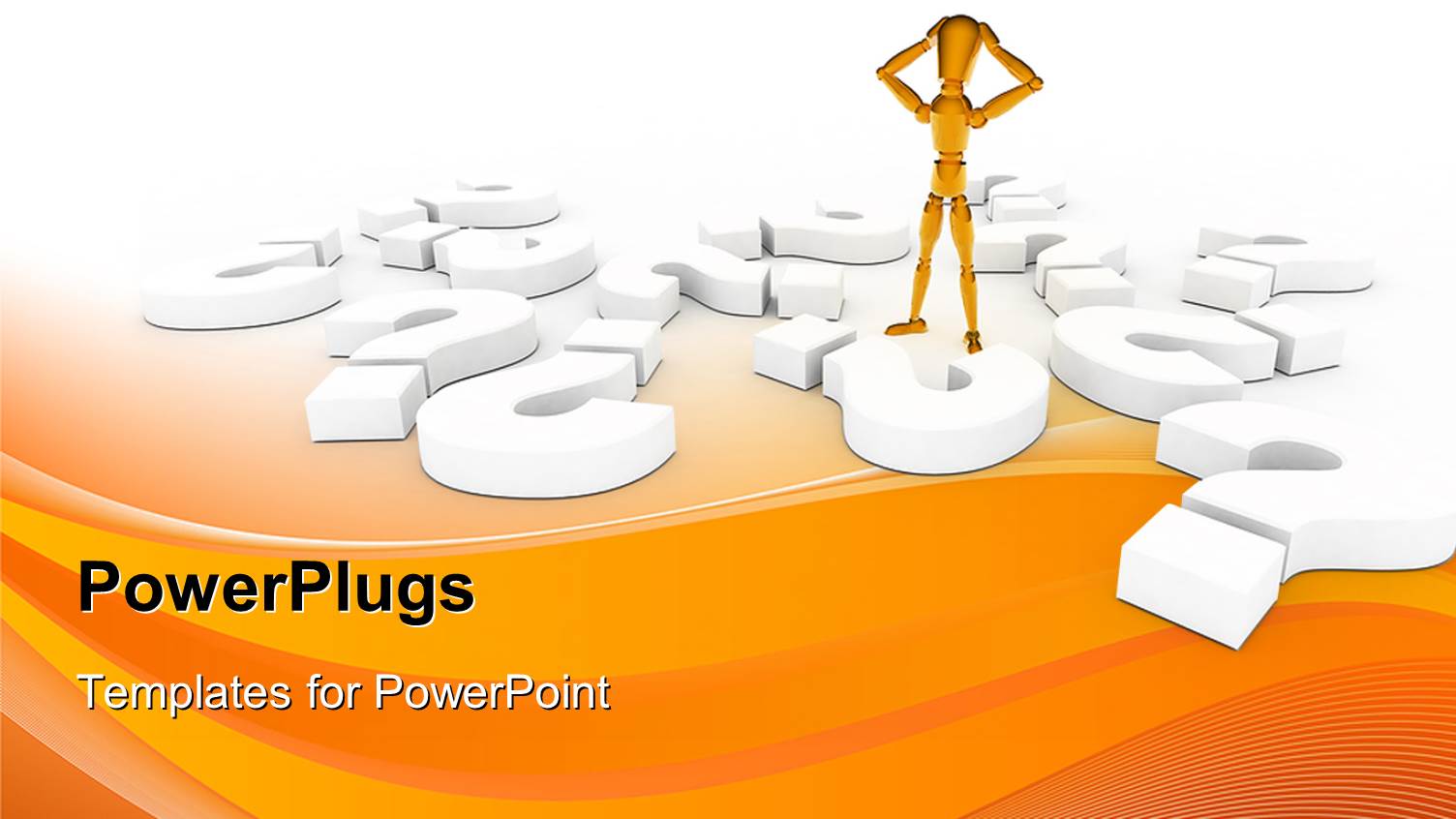 Yellow 3D Man Holds Head in Hands with large Question Mark Symbols