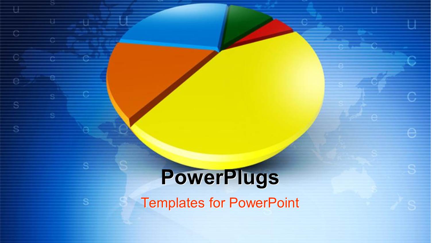 Colorful 3D Pie Chart on World Map in Blue Background