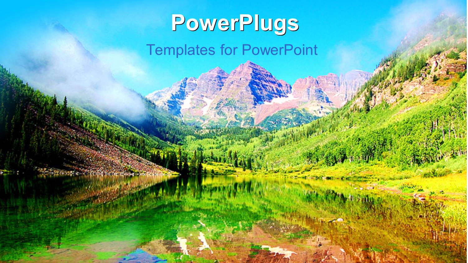 a Colorful Background with Mountains and a Lake