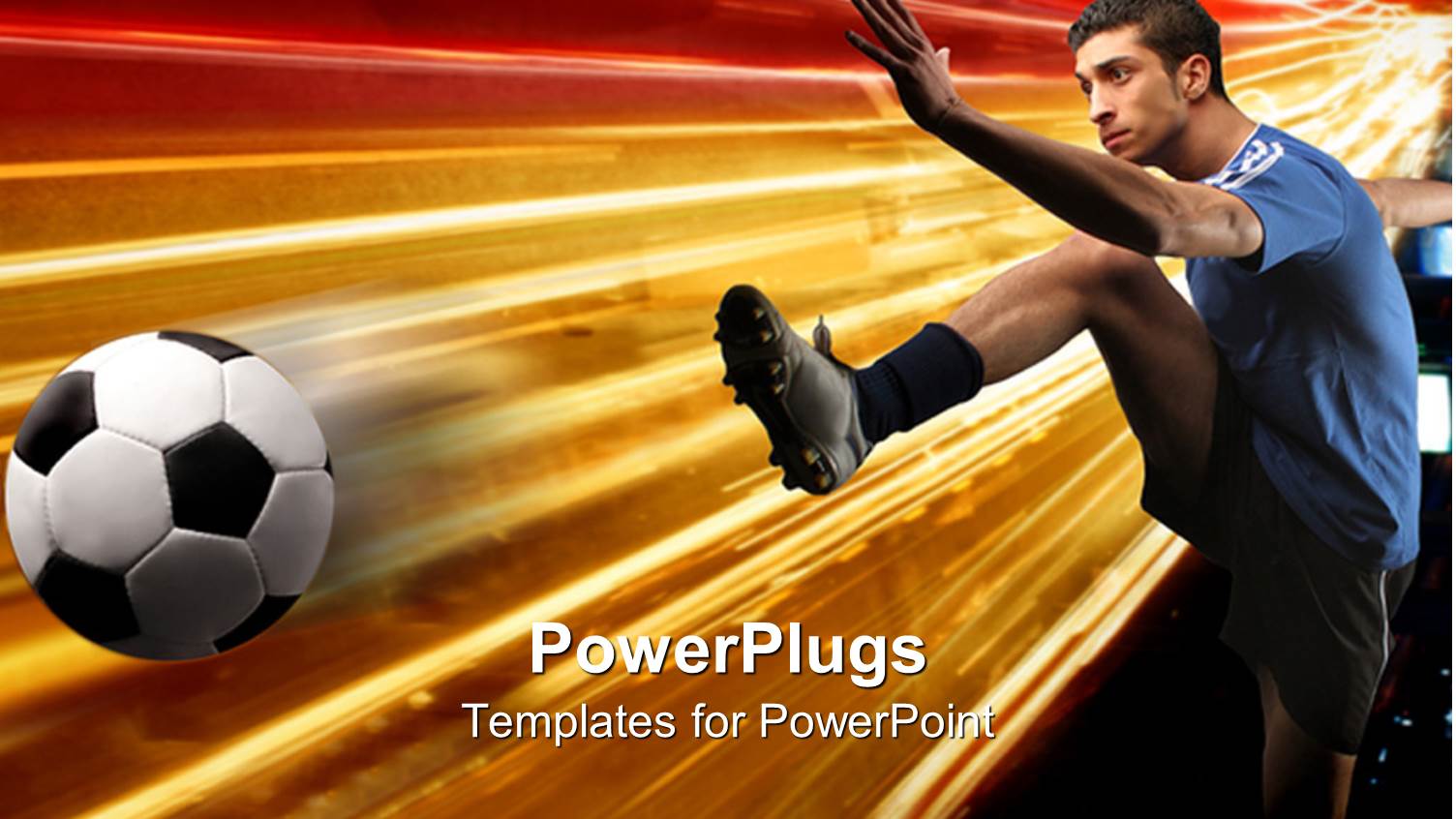 Colorful Background with Soccer Player Kicking Ball