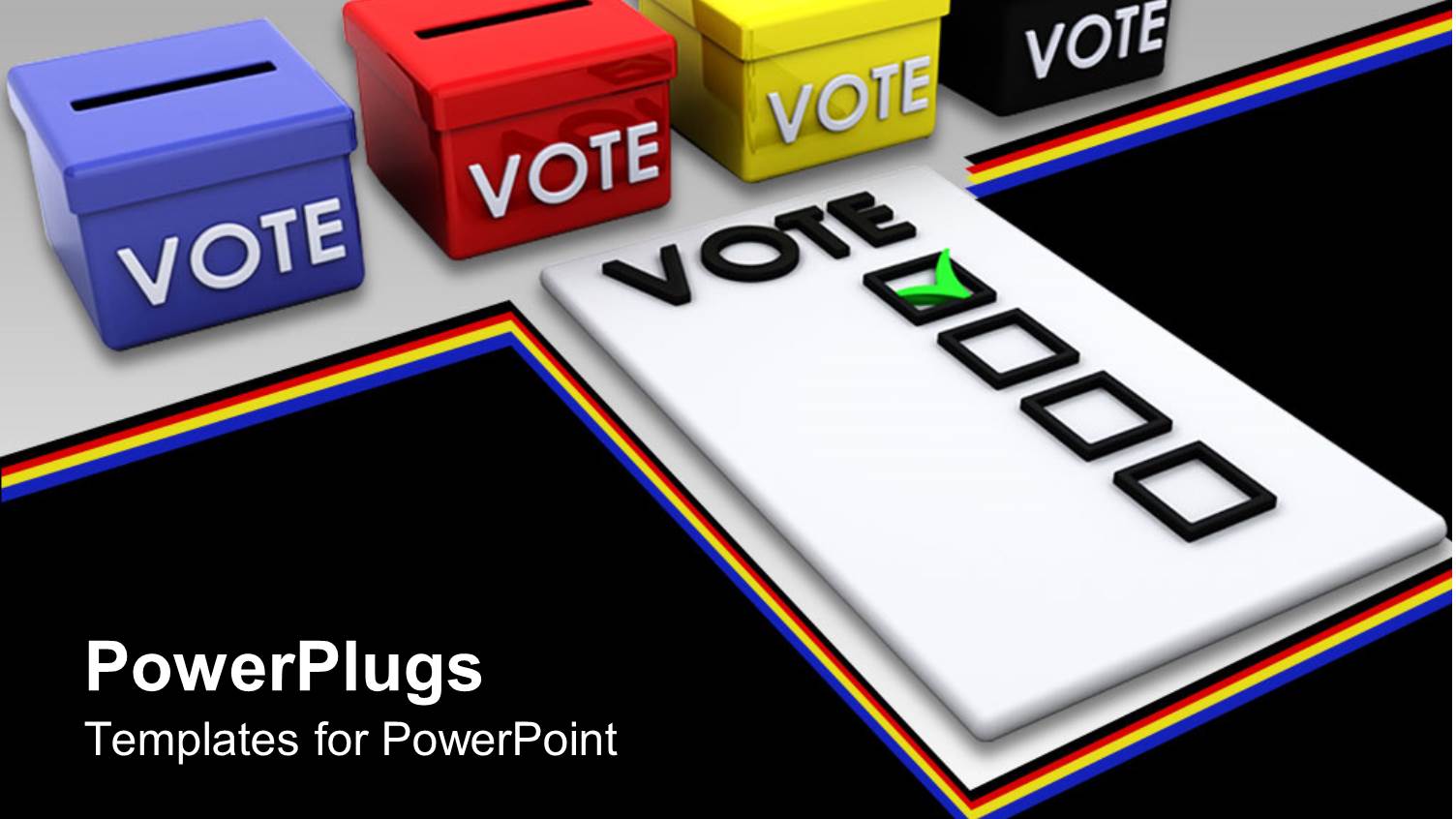 Colorful Ballot Boxes and Ballot Paper on Display