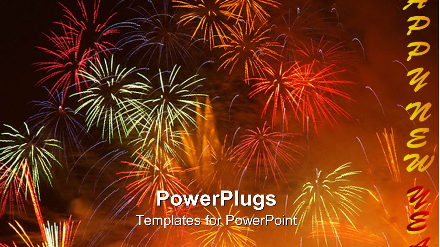 Colorful Bursting Fireworks on Night Sky Happy New Year