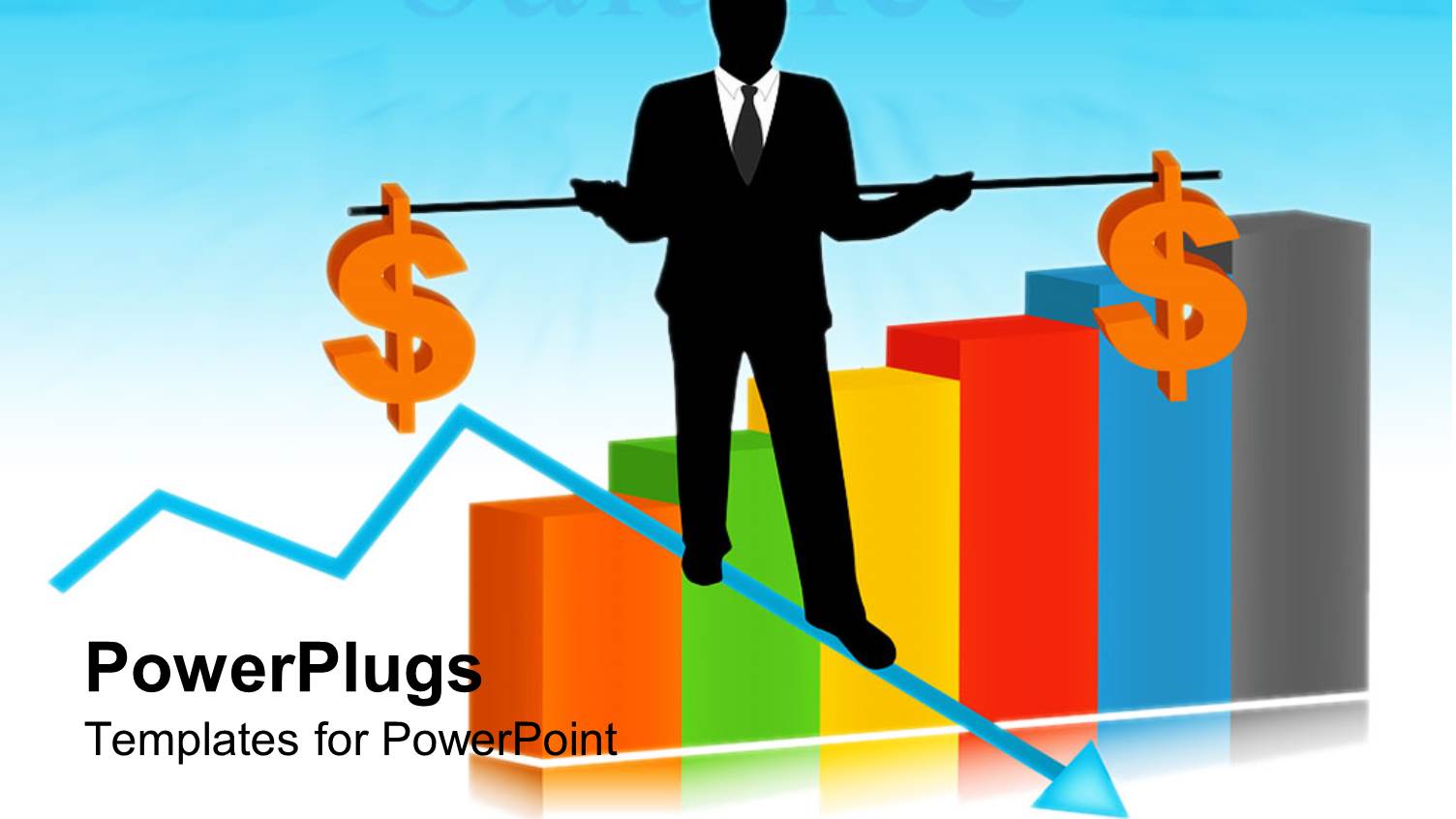 Colorful Graph with a Business Man and Dollar Signs