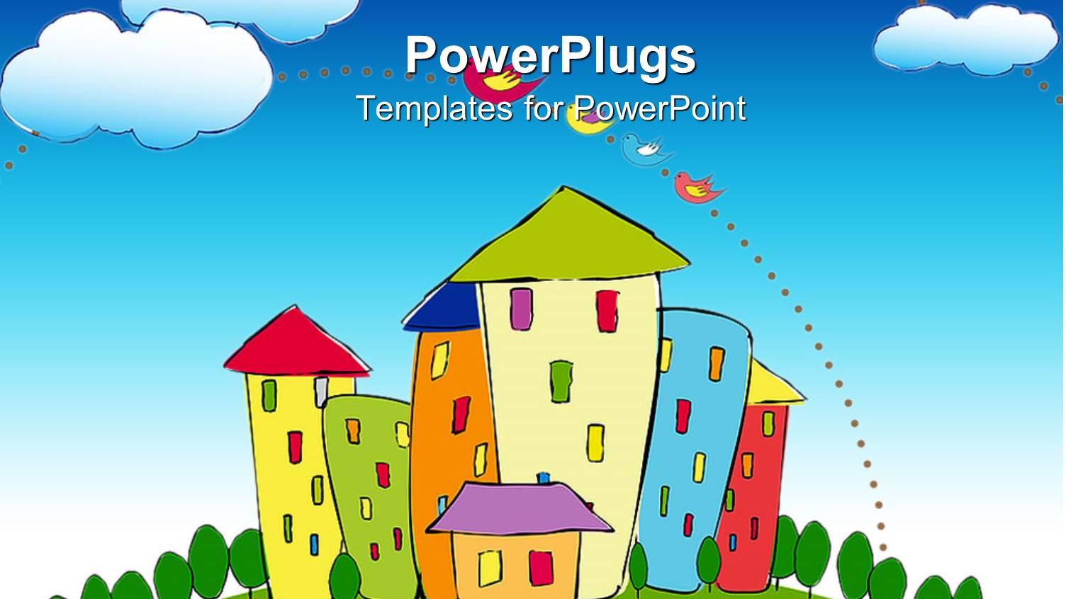 Colorful Green Castle in Background with Green Trees and Grass