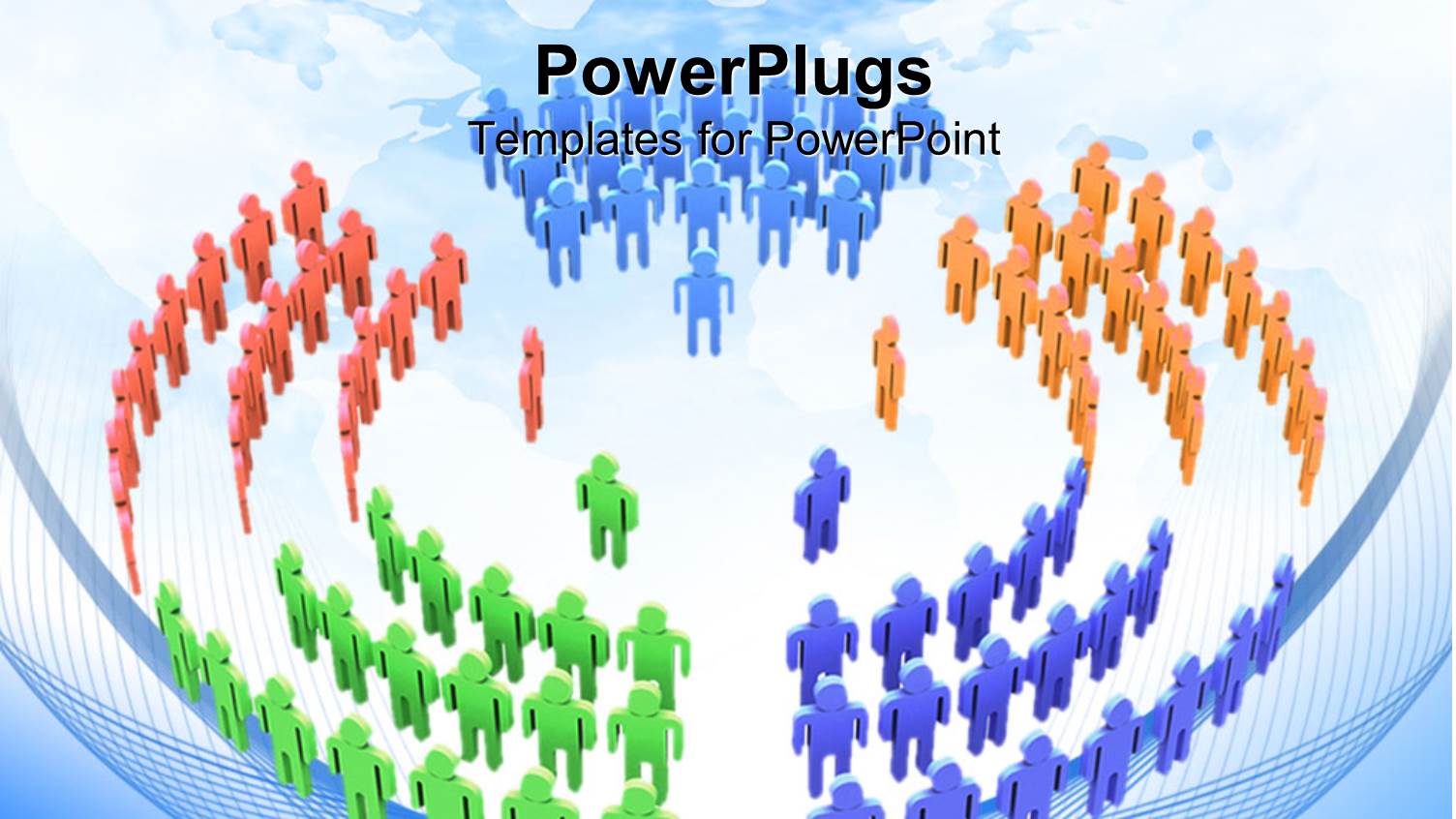 Colorful Groups of People with their Leader Standing in Front of Each Sector