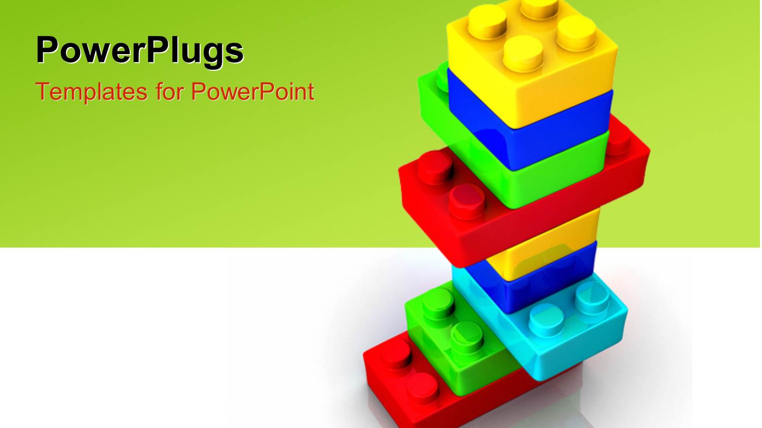 Colorful Lego Toy Blocks on Green Background