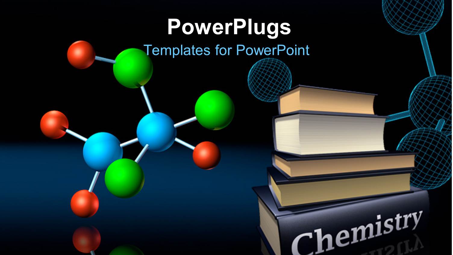 Colorful Molecular Structure and Wireframe Model with Chemistry Books