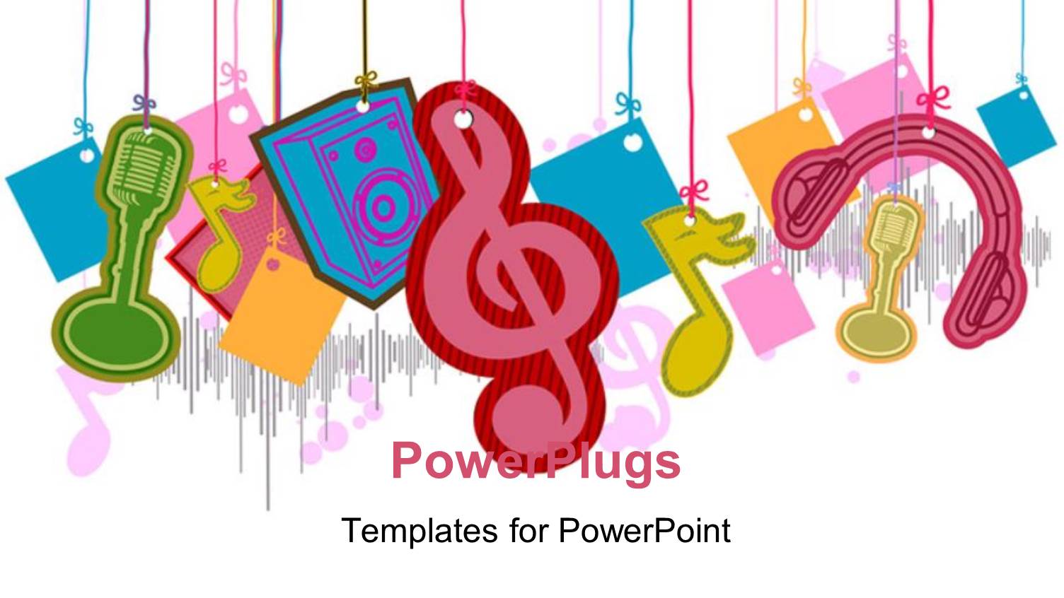 Colorful Music Symbols, Head Phones, Mice Over White Background