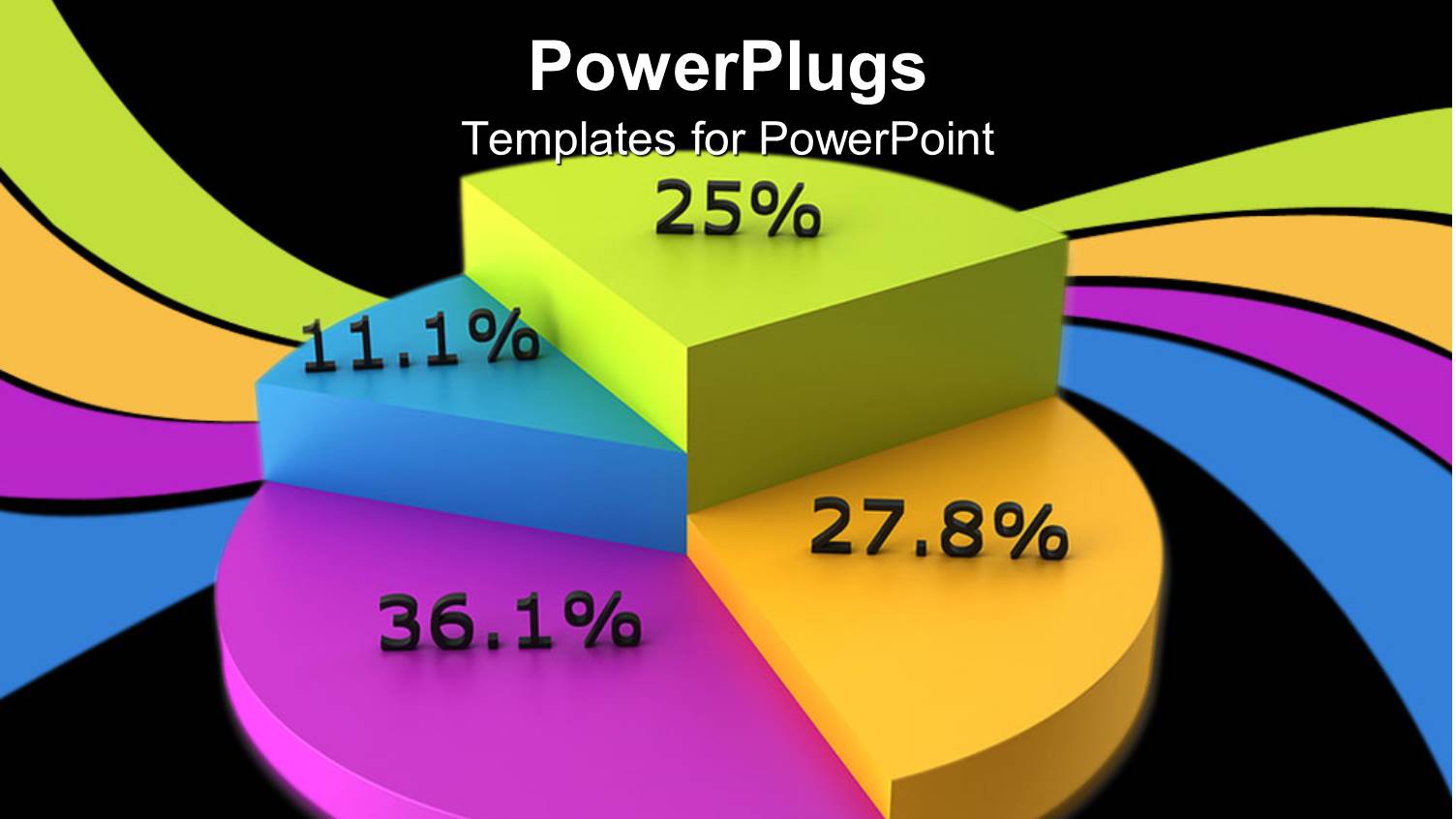 Colorful Pie Chart Displaying Percents, Purple, Blue, Green and Yellow Pie Chart Pieces